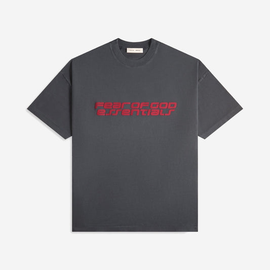 FEAR OF GOD ESSENTIALS 90'S TEE IRON GREY RED - fronte