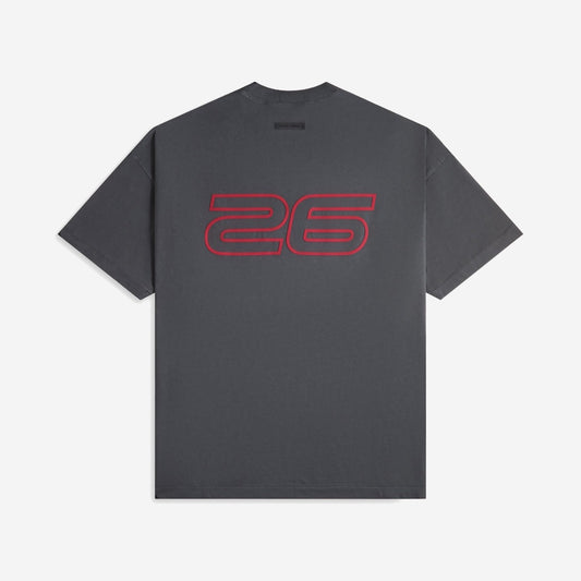 FEAR OF GOD ESSENTIALS 90'S TEE IRON GREY RED - retro
