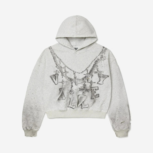 VALE FOREVER BIG CHAIN PULLOVER HOODIE DIRTY HEATHER - fronte